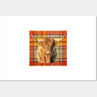 Tartan Highland Cow Posters and Art